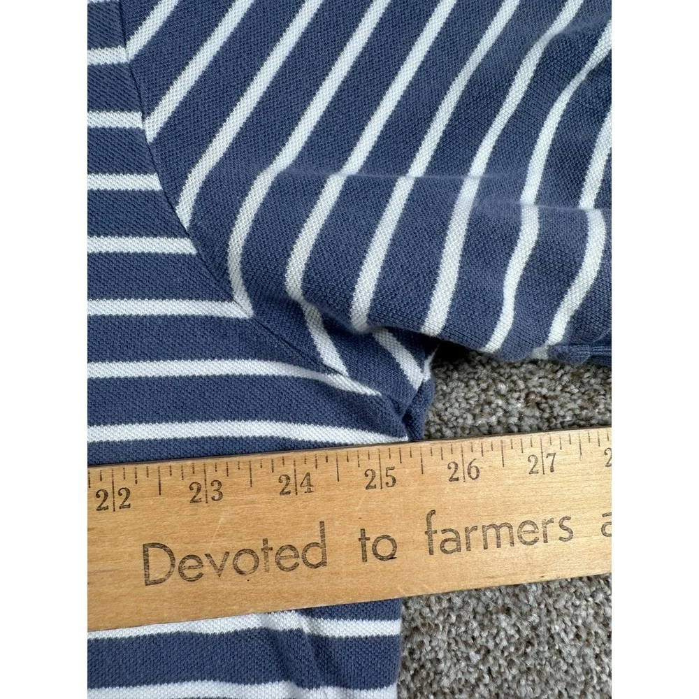 Polo Ralph Lauren Men XXL Blue/Grey Striped Short Sleeve Polo Yellow Pony Cotton